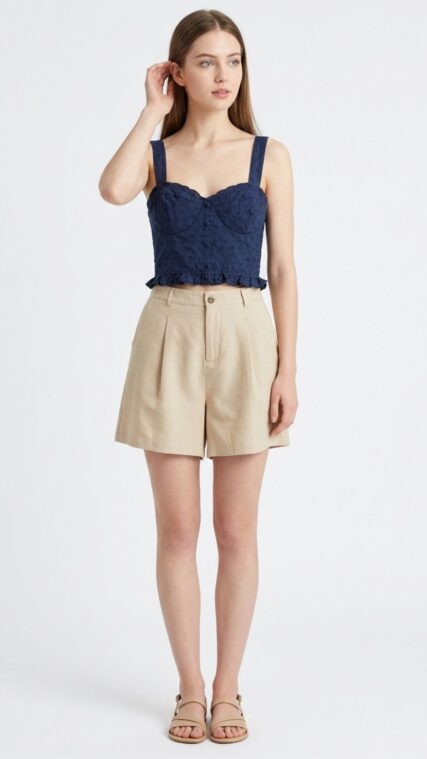 Pantalon corto con sisa Beige LPC989
